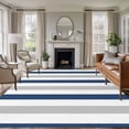 thumbnail image 1 of Navy Blue Grey Stripe Washable Living Room Rugs 8'x10', Classic Modern Low Pile Throw Large Area Rug Non-Slip Sturdy Edge Binding Carpet for Bedroom Dining Room Office, 1 of 9