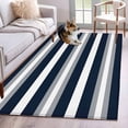 thumbnail image 1 of Navy Blue Grey Striped Area Rug 4x6 FT, Non Slip Kids Room Carpet, Farmhouse Stripes Minimalist Washable Soft Floor Carpet Non-Shedding Throw Rug for Dorm Kitchen Study Room Home Office Bedside, 1 of 9