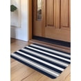 thumbnail image 1 of Navy Blue Grey Striped Door Mat&nbsp;Indoor Outdoor Entrance, Non Slip Small Rug for Kitchen Bathroom Entryway Rug, Farmhouse Stripes Minimalist Washable Doormat Floor Mat for Office 18x30 Inch, 1 of 8