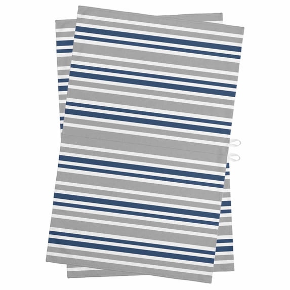 Navy Blue Grey Striped Kitchen Towels Set of 2, Water Absorbent Dish Towel, Horizontal Lines Simple Minimalist Decorative Hand Towels - Quick Drying Cloth for Cooking Baking, 18x28 Inch