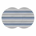 thumbnail image 1 of Navy Blue Grey Striped Round 13 Inch Placemats Set of 2, Horizontal Lines Simple Minimalist HeatResistant Non Slip Place Mats for Dining Table, Wipeable Braided Kitchen Table Mats for Housewarming, 1 of 9