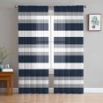 thumbnail image 1 of Navy Blue Grey Striped Sheer Curtains 72 Inches Long 2 Panels Set, Window Sheer Curtains for Living Room/Bedroom, Farmhouse Stripes Minimalist Light Filtering Rod Pocket Curtain 52'' x 72'' x 2, 1 of 7