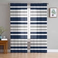 thumbnail image 1 of Navy Blue Grey Striped Sheer Curtains 72 Inches Long 2 Panels Set, Window Sheer Curtains for Living Room/Bedroom, Gradient Horizontal Lines Light Filtering Rod Pocket Curtain 52'' x 72'' x 2, 1 of 7