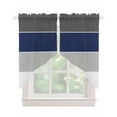 thumbnail image 1 of Navy Blue Grey Striped Swag Valances for Windows, Farmhouse Modern Rod Pocket Sheer Valances for Small Windows, Swag Toppers Light Filtering for Kitchen Living Room 2 Panels 36''x36'', 1 of 6