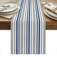 thumbnail image 1 of Navy Blue Grey Striped Table Runner - 72 Inch Long, Kitchen Dining Table Runner Dresser Scarves, Horizontal Lines Simple Minimalist Farmhouse Decor for Coffee Tables Wedding Party Banquet, 1 of 8