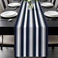 thumbnail image 1 of Navy Blue Grey Striped Table Runner 72 Inches Long, Farmhouse Stripes Minimalist Kitchen Coffee Dining Table Decoration for Home Party Birthday Wedding Home Decor 18x72 Inches, 1 of 8