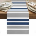 thumbnail image 1 of Navy Blue Grey Stripes Table Runner - 60 Inch Long, Kitchen Dining Table Runner Dresser Scarves, Simple Striped Lines Minimalist Farmhouse Decor for Coffee Tables Wedding Party Banquet, 1 of 8