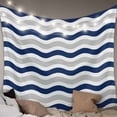 thumbnail image 1 of Navy Blue Grey White Tapestry for Bedroom Wall Hanging Tapestry, Abstract Geometric Ocean Wave Stripe Ceiling Backdrop Tapestries Poster Blanket Wall Decor for Teens Room Living Room Dorm 51" x 59", 1 of 8
