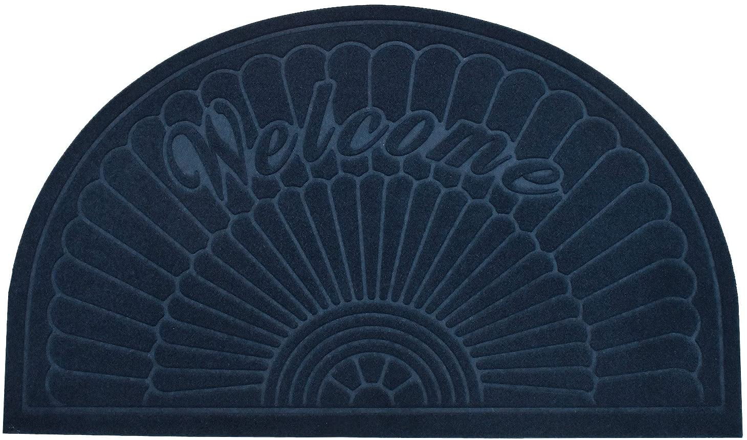 Navy Blue Half Round Welcome Mat Half Round Door Mat Half Circle Doormat Indoor Front Door Mats Outdoor Rubber Welcome Mat High Traffic Area Non Slip Dirt Trap Mat for Entryway Porch Entrance