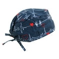 thumbnail image 1 of Navy Blue Heart Beat EKG Scrub Cap Hat, 1 of 3