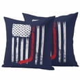 thumbnail image 1 of Navy Blue Hockey American Flag Outdoor Waterproof Pillow Covers, Vintage Abstract US Flag Decorative Square Throw Pillowcase Sofa Cushion Sham for Patio/Couch/Chair, 18"x18" 2 Pack, 1 of 8