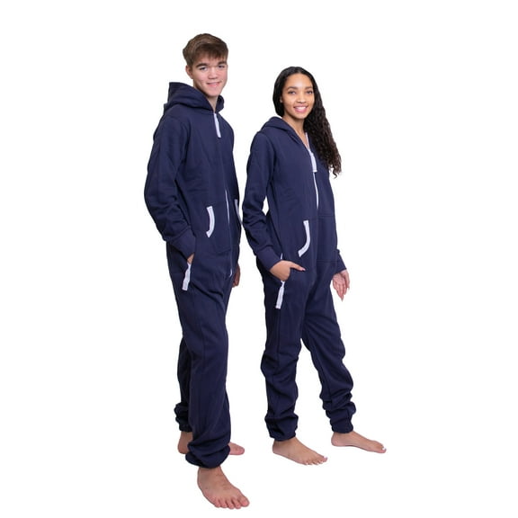 Navy Blue Hoodie Onesie Jumpsuit Premium One-Piece SweatSuit for Men & Women