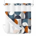 thumbnail image 1 of Navy Blue No Hook Shower Curtain Waterproof,Bathroom Curtains with Snap in Liners and See Through Top Window,Middle Century Modern Geometric Abstract Art Hotel Style Bathtub Curtains Shower 66"Wx72"L, 1 of 8