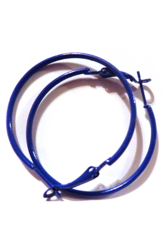 Navy Blue Hoop Earrings Simple Thin 2 inch Hoop Earrings