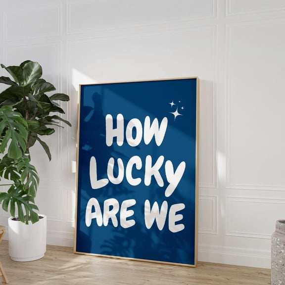 Navy Blue How Lucky Are We T-Shirt Coastal Cowgirl Girly Western Aesthetic Dorm Tee, Stretched Canvas 8x10in