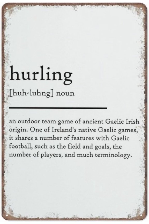 Navy Blue Hurling Definition Artwork Metal Sign Poster Wall Decor for Home Kitchen Garden Bathroom Farm Coffee Bar 812 Inches
