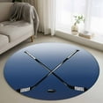 thumbnail image 1 of Navy Blue Ice Hockey Round Rugs 4ft, Winter Sports Ball Games Ombre Non Slip Washable Rug Runner, Low Pile Indoor Floor Carpet Mat Bathroom Rugs for Living Room, Bedroom, Kids Room, 1 of 9