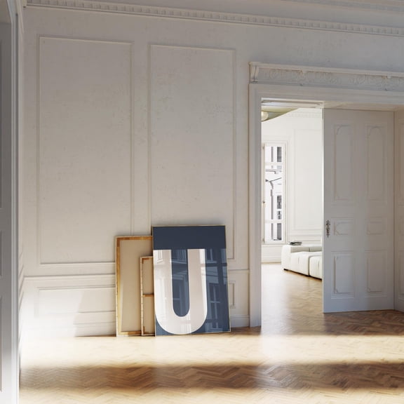 Navy Blue Initial U Print Bold Alphabet Wall Art Monogram Print Preppy Room Letters Home Decor #2690, 8x12 UNFRAMED