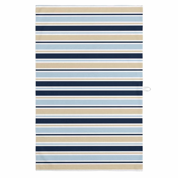 Navy Blue Khaki Striped 1 Pack Kitchen Towel, Water Absorbent Dish Towel, Farmhouse Stripes Modern Abstract Art Decorative Hand Towels - Quick Drying Cloth for Cooking Baking, 18x28 Inch