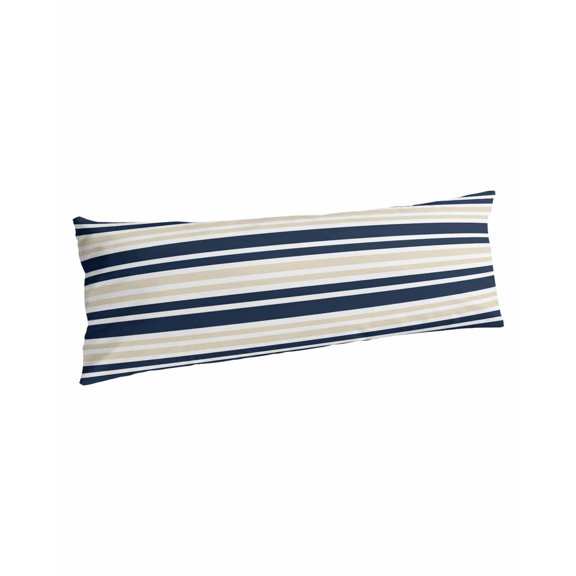 Navy Blue Khaki Striped Body Pillow Covers, Gradient Horizontal Lines Soft Bed Throw Pillowcases Breathable Cooling Long Lumbar Body Pillow Sham Cover for Bed Sofa 20''x54''