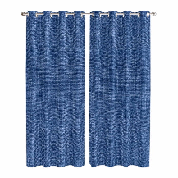 Navy Blue Kitchen Curtains 96 Inch Length, Vintage Country Monochrome Farmhouse Grommet Top Bedroom Living Room Curtains, Light Filtering Cafe Curtain Drapes 2 Panels Set 104''x96''