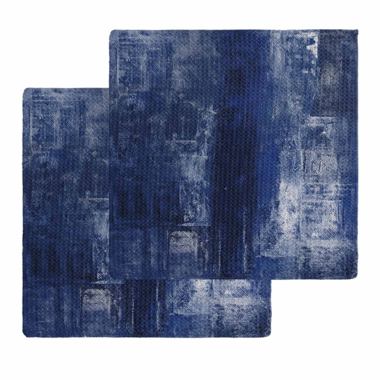 Navy Blue Kitchen Dish Towels for Drying Dishes Set of 2, Retro Oil Painting Modern Abstract Art Aesthetics Waffle Weave Microfiber Hand Tea Bathroom Towels Quick Dry & Absorbent Towel 12x12