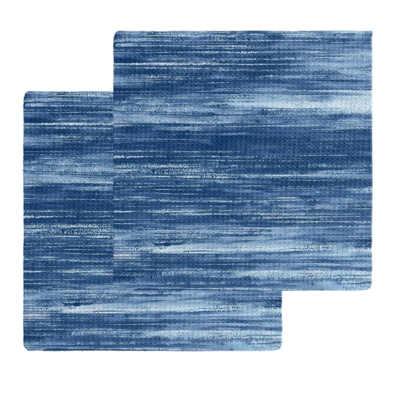 Navy Blue Kitchen Dish Towels for Drying Dishes Set of 2, Vintage Modern Abstract Art Ombre Waffle Weave Microfiber Hand Tea Bathroom Towels Quick Dry & Absorbent Towel 12x12