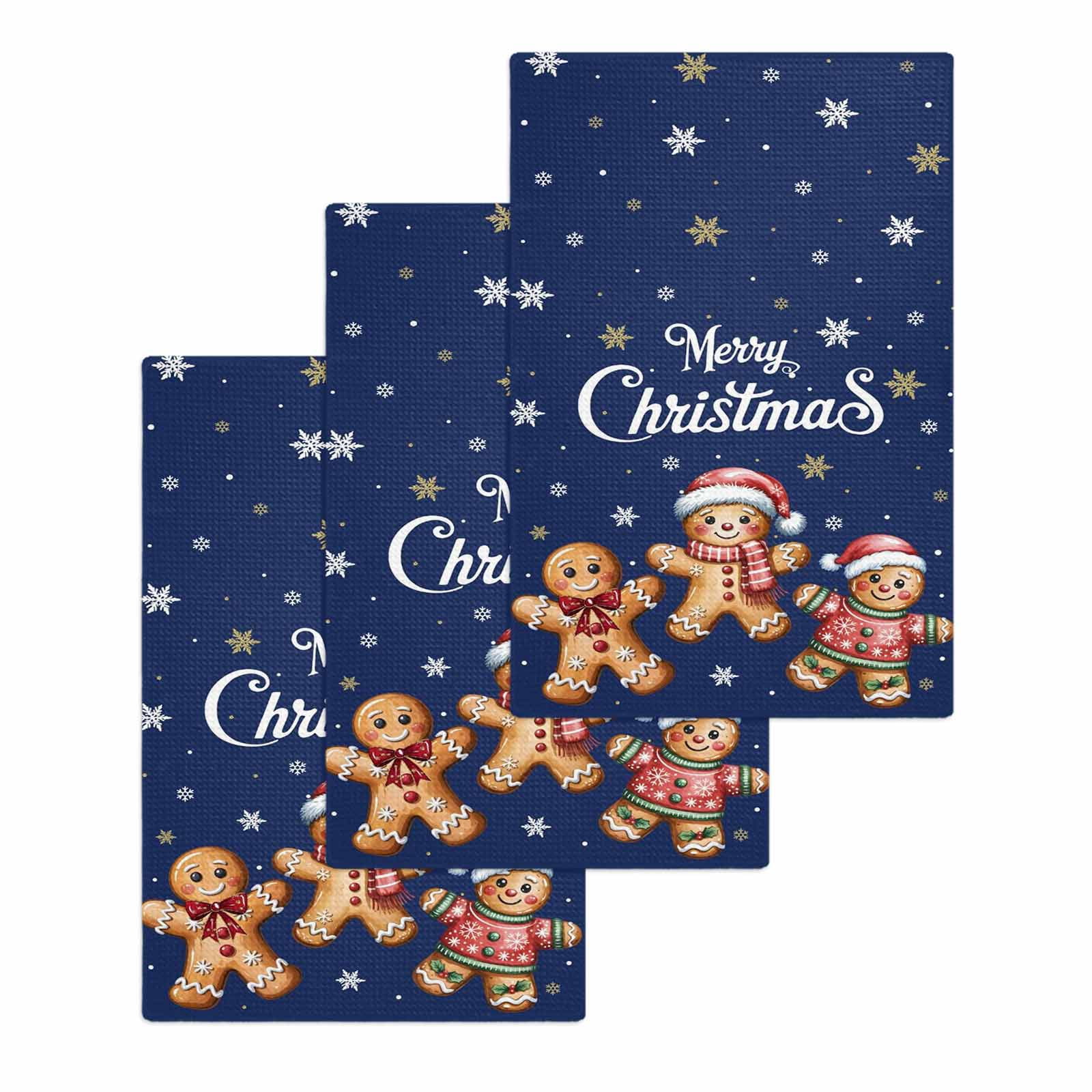 Navy Blue Kitchen Dish Towels for Drying Dishes Set of 3, Christmas ...