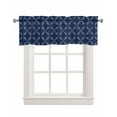 thumbnail image 1 of Navy Blue Kitchen Valances for Windows Farmhouse Linen Window Valance Curtain for Living Room Window Treatment Geometric Leaf Diamond Plaid Abstract Check Valance Rod Pocket Topper, 42 x 18 Inch, 1 of 6