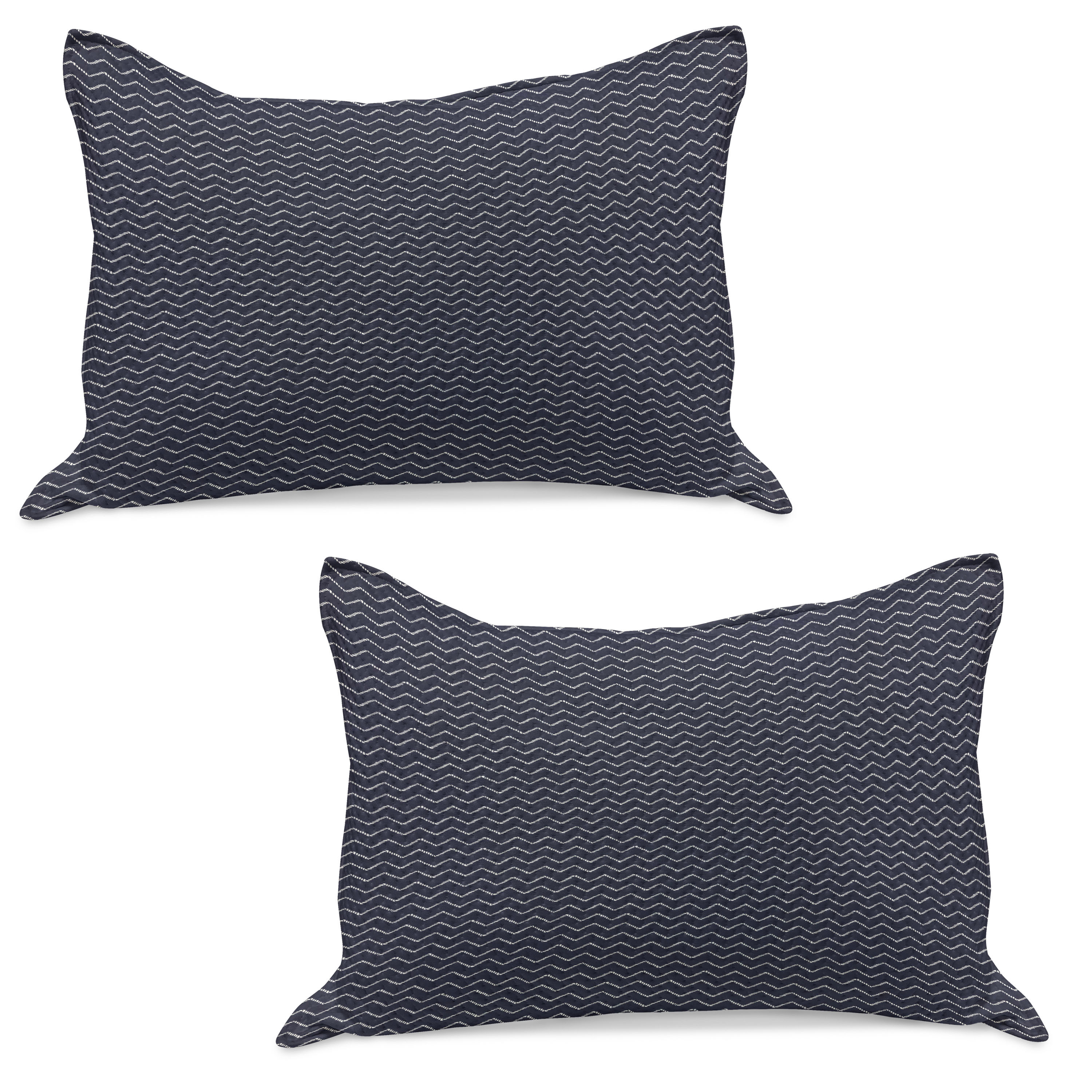 Navy Blue Knitted Quilt Pillowcover Set of 2, Chevron Zigzag Ornamental