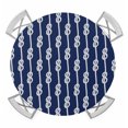 thumbnail image 1 of Navy Blue Knot Round Tablecloth for 55-60 Inch Tables, Fitted Table Cover with Elastic Edge, Nautical Striped Monochrome Ocean Waterproof Outdoor Table Cloth Protector for Patio Garden Dinner Picnic, 1 of 9