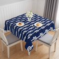 thumbnail image 1 of Navy Blue Knot Table Cloth Waterproof Tablecloths, Nautical Striped Monochrome Ocean Tablecloth Dining Table Cover for Kitchen Party Tabletop Outdoor, Square Tablecloth 60x60 Inch, 1 of 9