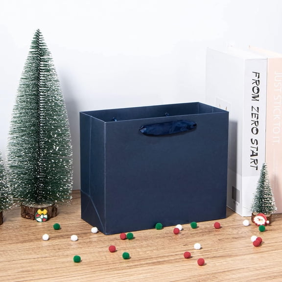 Navy Blue Kraft Paper Gift Bags with Handles 20 Pack -Friendly Party Shopping Bags