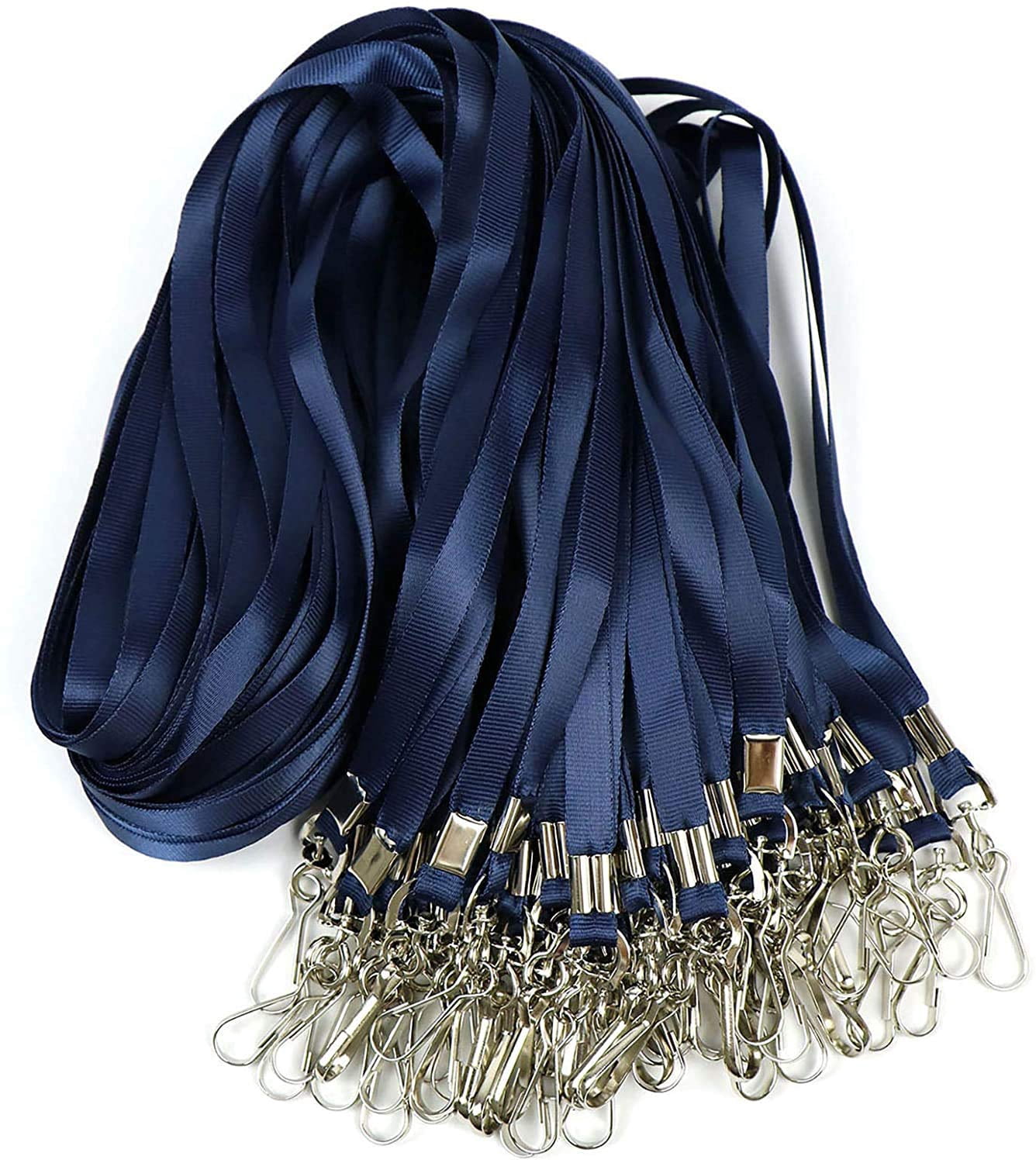 Navy Blue Lanyards 100 Lanyard For Id Badges Flat With Badge Clip J-hook (navy Blue)