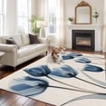 thumbnail image 1 of Navy Blue Large Area Rugs 6x9 ft Tulip Minimalist Modern Flower Art Linen Background Washable Rug Non Slip Indoor Carpet Absorbent Floor Mat for Living Room Bedroom Dining Room, 1 of 9