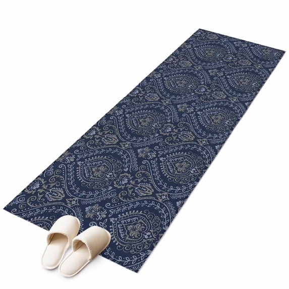 Navy Blue Large Area Rugs for Bedroom Living Room, Soft Non Slip Carpet Bedside Rug, Boho Vintage Ethnic Tribe Abstract Art Rectangular Floor Cover Kitchen Accent Rug 2'x6' for Dining Room/Office