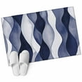 thumbnail image 1 of Navy Blue Large Area Rugs for Bedroom Living Room, Soft Non Slip Carpet Bedside Rug, Modern Moire Abstract Ripple Geometric Rectangular Floor Cover Kitchen Accent Rug 2'x3' for Dining Room/Office, 1 of 9