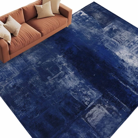 Navy Blue Large Area Rugs for Bedroom Living Room, Soft Non Slip Carpet Bedside Rug, Retro Oil Painting Modern Abstract Art Aesthetics Rectangular Floor Cover Kitchen Accent Rug 5'x8' for Office