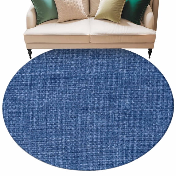 Navy Blue Large Area Rugs for Bedroom Living Room, Soft Non Slip Carpet Bedside Rug, Vintage Country Monochrome Farmhouse Round Floor Cover Kitchen Accent Rug 7' for Dining Room/Office