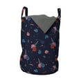 thumbnail image 1 of Navy Blue Laundry Bag, Various Little Lavender Carnation Flowers Design Leaves and Colorful Blots, Basket with Handles Drawstring Closure for Laundromats, 13" x 19", Indigo Multicolor, by Ambesonne, 1 of 4