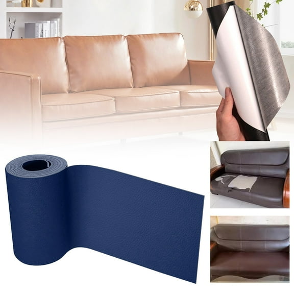Navy Blue Leather Repair Patch Roll 7.6Cm X 152Cm, Self Adhesive Vinyl Patch for Sofa Furniture Wall, Waterproof Diy Repair Material