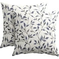 thumbnail image 1 of Navy Blue Leaves Pillow Covers 18x18 Inch Set of 2 Blue and Grey Leaf and Branch Outdoor Decorative Throw Pillows Rustic Farmhouse Pillowcases Cushion Covers for Couch Home Decor, 1 of 6