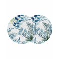 thumbnail image 1 of Navy Blue Leaves Round 13 Inch Placemats Set of 2, Summer Botanical Farmhouse Watercolor Leaf HeatResistant Non Slip Place Mats for Dining Table, Wipeable Braided Kitchen Table Mats for Housewarming, 1 of 9