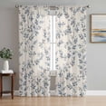 thumbnail image 1 of Navy Blue Leaves Sheer Curtains 72 Inch Length 2 Panels Set Window Treatments, Vintage Summer Botanical Farmhouse Rustic Rod Pocket Semi Curtains for Living Room/Bedroom/Kitchen Décor, 104"W x 72"L, 1 of 7