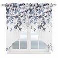 thumbnail image 1 of Navy Blue Leaves Swag Valances for Windows 2 Pack, Kitchen Window Curtains 36 Inch Length, Summer Botanical Privacy Swag Curtains for Living Room/Bathroom with Rod Pocket 36"x36", 1 of 8