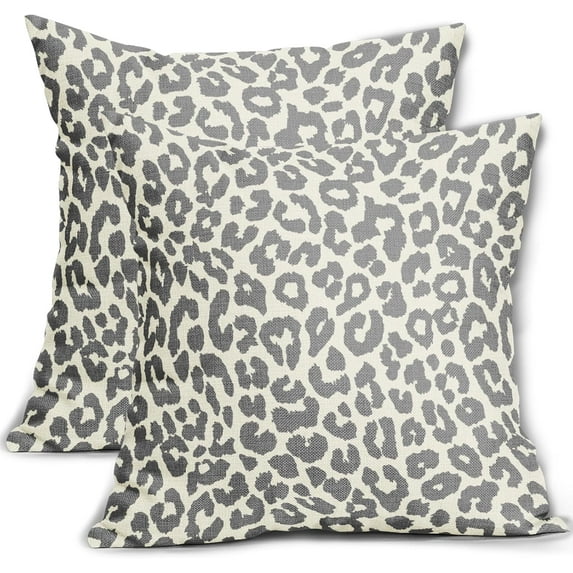 Navy Blue Leopard Print Pillow Covers 18x18 Set of 2 Cheetah Animal Pattern Chinoiserie Decorative Throw Pillows Outdoor Pillowcase Farmhouse Linen Cushion Case Decor for Sofa Couch Bed