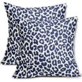 thumbnail image 1 of Navy Blue Leopard Print Pillow Covers 18x18 Set of 2 Cheetah Animal Pattern Chinoiserie Decorative Throw Pillows Outdoor Pillowcase Farmhouse Linen Cushion Case Decor for Sofa Couch Bed, 1 of 6