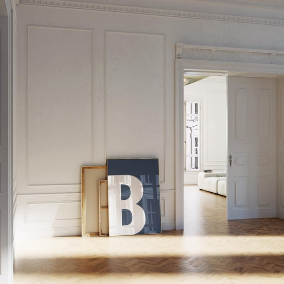 Navy Blue Letter B Print Alphabet Print Bold Initial For Home Decor #2860, 12x18 UNFRAMED