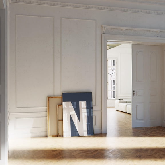 Navy Blue Letter N Print Bold Capital Initial Wall Art Monogram Print For Nursery,Dorm,,Apartment Home Decor #2697, 8x12 UNFRAMED