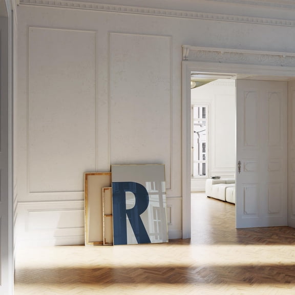 Navy Blue Letter R Print Bold Initial Monogram Print College Dorm Room Decor Home Decor #2840, 8x12 UNFRAMED